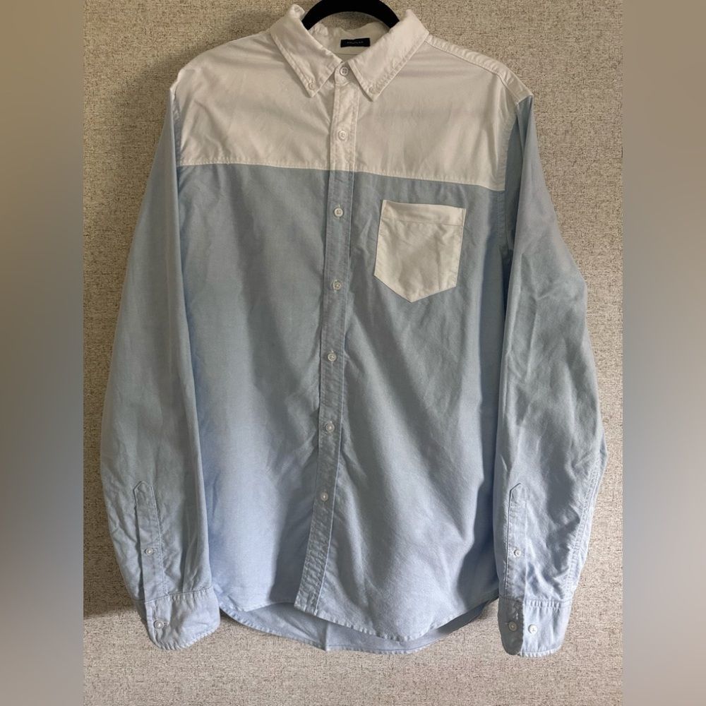 RYE regular white and blue button down shirt size L Tall